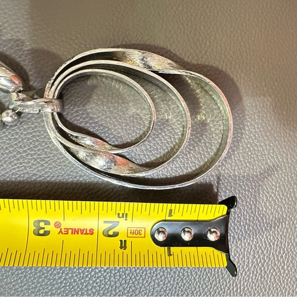 Chico's Blue and Silver Geometric Necklace Statement long Dangle pendant 0776 P - Picture 12 of 13